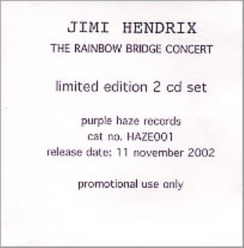 Jimi Hendrix The Rainbow Bridge Concert CD-R acetate UK HENCRTH280424