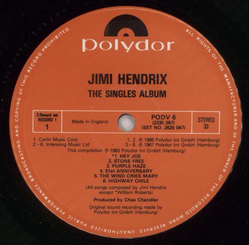 Jimi Hendrix The Singles Album - VG 2-LP vinyl record set (Double LP Album) UK HEN2LTH866636