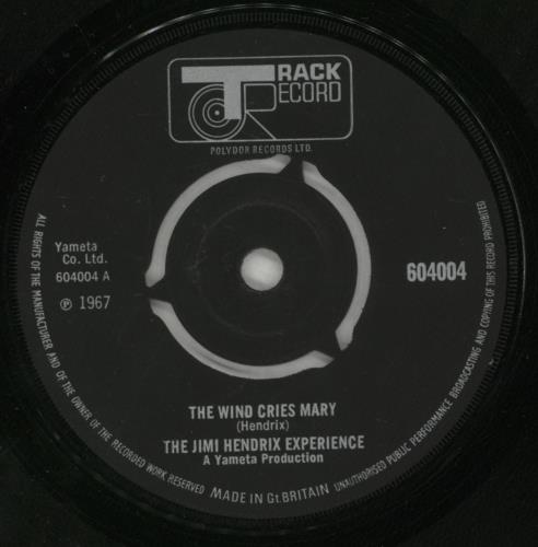 Jimi Hendrix The Wind Cries Mary - 3pr - VG 7" vinyl single (7 inch record / 45) UK HEN07TH874121