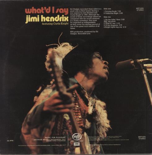 Jimi Hendrix What'd I Say - Front Laminated vinyl LP album (LP record) UK HENLPWH578605