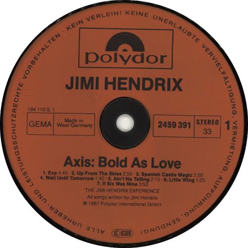 Jimi Hendrix Axis Bold As Love German vinyl LP album (LP record) (256910)