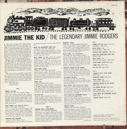 Jimmie Rodgers (Country) Jimmie The Kid vinyl LP album (LP record) US JBBLPJI867125