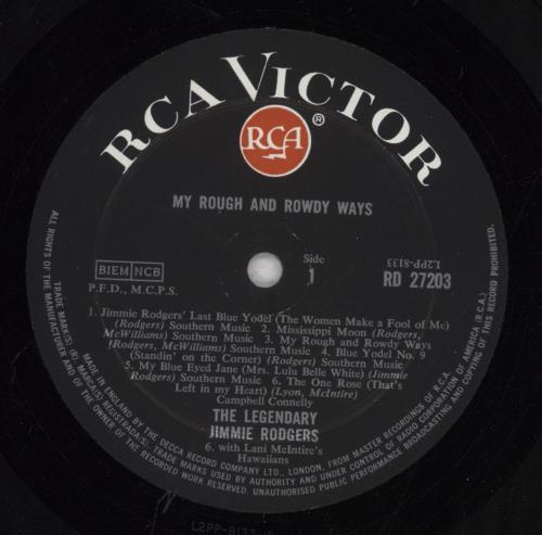 Jimmie Rodgers (Country) My Rough And Rowdy Ways vinyl LP album (LP record) UK JBBLPMY847321