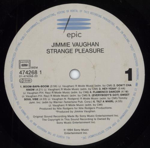 Jimmie Vaughan Strange Pleasure vinyl LP album (LP record) Dutch JMVLPST796702
