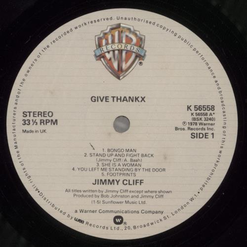 Jimmy Cliff Give Thankx vinyl LP album (LP record) UK JCLLPGI758146
