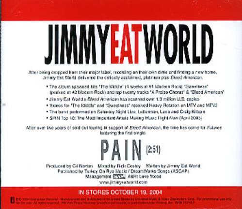 Jimmy Eat World Pain CD single (CD5 / 5") US JMWC5PA308915