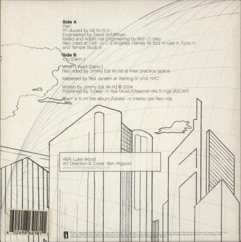 Jimmy Eat World Pain 7" vinyl single (7 inch record / 45) UK JMW07PA500843