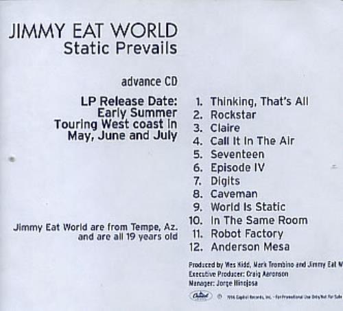 Jimmy Eat World Static Prevails CD album (CDLP) US JMWCDST313400
