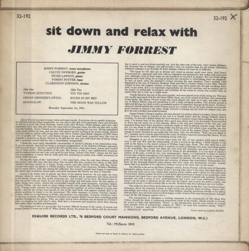 Jimmy Forrest Sit Down And Relax vinyl LP album (LP record) UK JIFLPSI799193