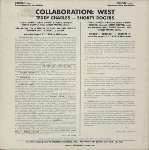 Jimmy Giuffre Collaboration West vinyl LP album (LP record) Italian JIULPCO880183