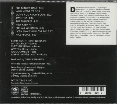 Jimmy Heath The Thumper CD album (CDLP) US JIECDTH891101