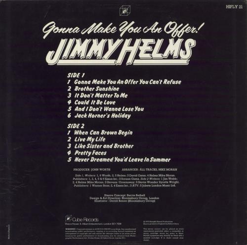 Jimmy Helms Gonna Make You An Offer You Can't Refuse vinyl LP album (LP record) UK JXHLPGO805879