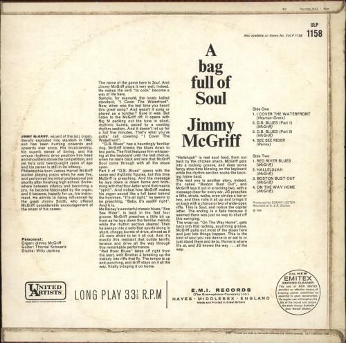 Jimmy McGriff A Bag Full Of Soul vinyl LP album (LP record) UK JI4LPAB708469