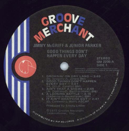 Jimmy McGriff Good Things Don't Happen Every Day vinyl LP album (LP record) US JI4LPGO807185