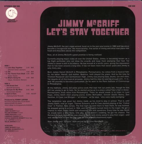 Jimmy McGriff Let's Stay Together - Shrink vinyl LP album (LP record) US JI4LPLE874793