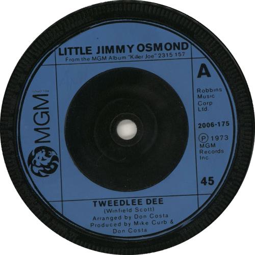 Jimmy Osmond Tweedlee Dee 7" vinyl single (7 inch record / 45) UK JIO07TW727780