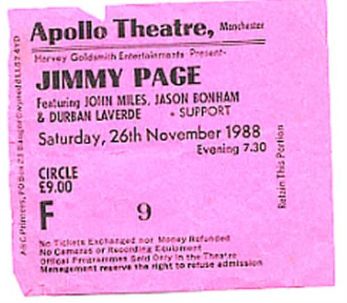 Jimmy Page Apollo Theatre concert ticket UK JPATIAP341038