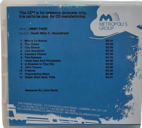 Jimmy Page Death Wish II CD-R acetate UK JPACRDE785173