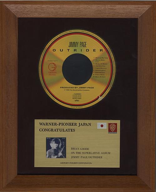 Jimmy Page Outrider award disc Japanese JPAAWOU456687