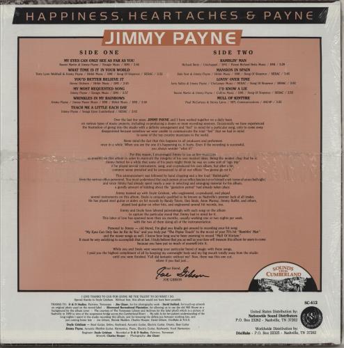 Jimmy Payne Happiness, Heartaches & Payne vinyl LP album (LP record) US 2L0LPHA761889