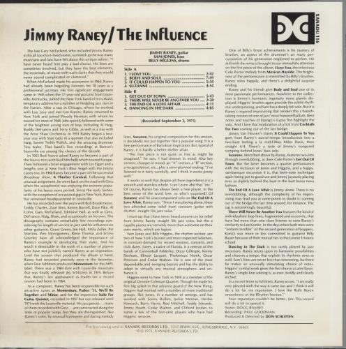 Jimmy Raney The Influence vinyl LP album (LP record) US JRNLPTH878514