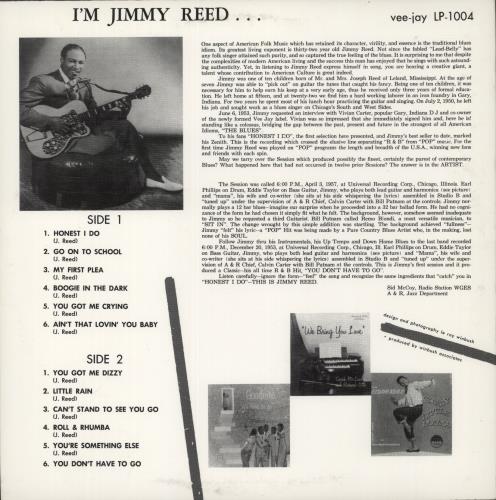 Jimmy Reed I'm Jimmy Reed vinyl LP album (LP record) US JMRLPIM883361