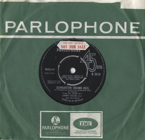 Jimmy Shand And His Band Dumbarton Drums Reel 7" vinyl single (7 inch record / 45) UK 2JS07DU478622
