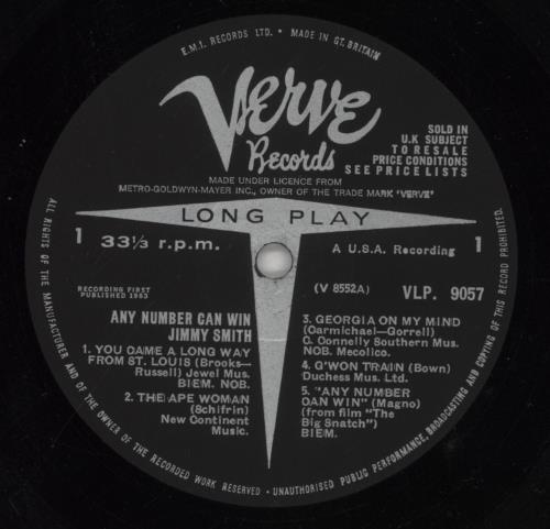 Jimmy Smith (Jazz Organ) Any Number Can Win vinyl LP album (LP record) UK IMYLPAN638232