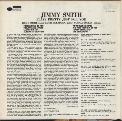Jimmy Smith (Jazz Organ) Plays Pretty Just For You vinyl LP album (LP record) US IMYLPPL857710