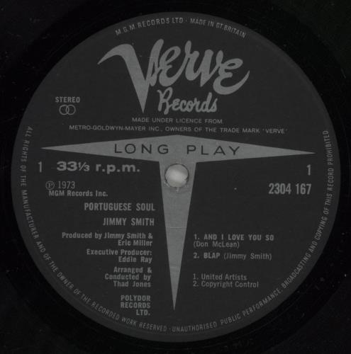 Jimmy Smith (Jazz Organ) Portuguese Soul vinyl LP album (LP record) UK IMYLPPO543439