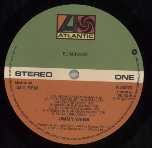 Jimmy Webb El Mirage vinyl LP album (LP record) UK WEBLPEL597701