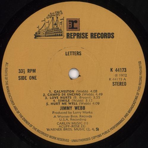 Jimmy Webb Letters - Tan Label vinyl LP album (LP record) UK WEBLPLE104901