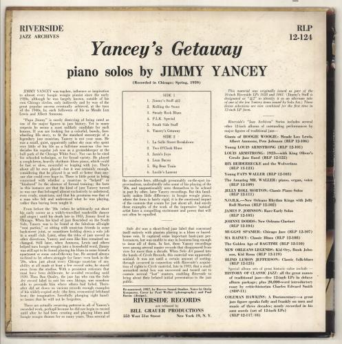 Jimmy Yancey Yancey's Getaway vinyl LP album (LP record) US JYALPYA635725