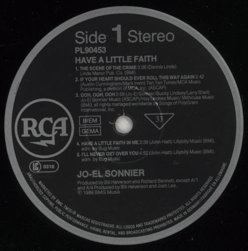 Jo-El Sonnier Have A Little Faith vinyl LP album (LP record) German J-NLPHA878687