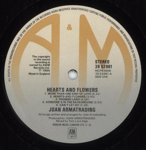 Joan Armatrading Hearts And Flowers - Autographed vinyl LP album (LP record) UK ARMLPHE876836