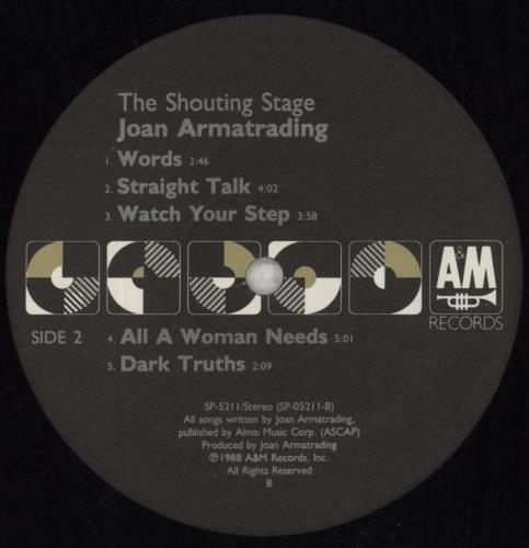 Joan Armatrading The Shouting Stage vinyl LP album (LP record) US ARMLPTH862036