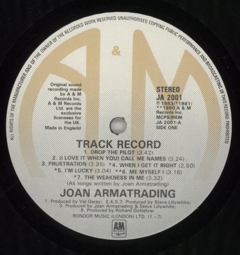 Joan Armatrading Track Record - Hype Stickered Sleeve + Merch Insert vinyl LP album (LP record) UK ARMLPTR803429