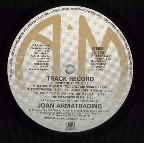 Joan Armatrading Track Record vinyl LP album (LP record) UK ARMLPTR359729