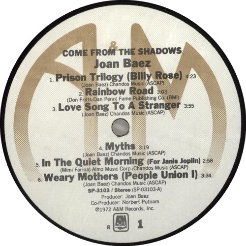 Joan Baez Come From The Shadows - 2nd vinyl LP album (LP record) UK JBZLPCO288346