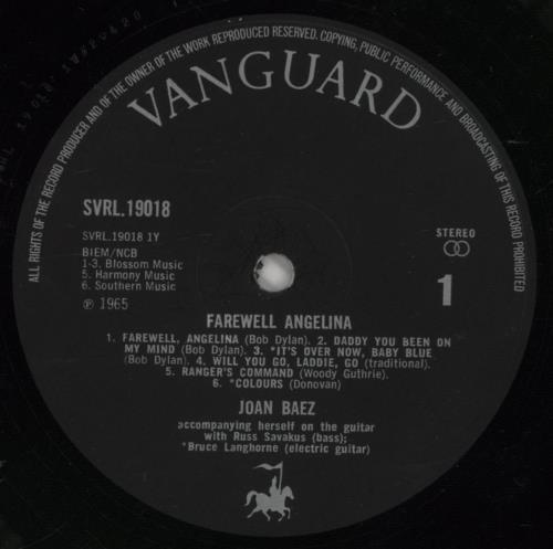 Joan Baez Farewell, Angelina vinyl LP album (LP record) UK JBZLPFA761445