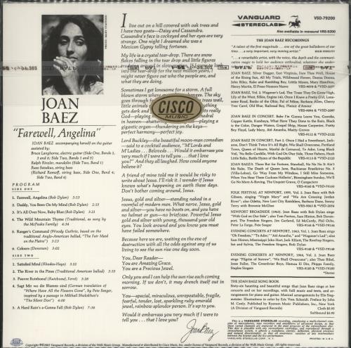 Joan Baez Farewell, Angelina vinyl LP album (LP record) US JBZLPFA879802