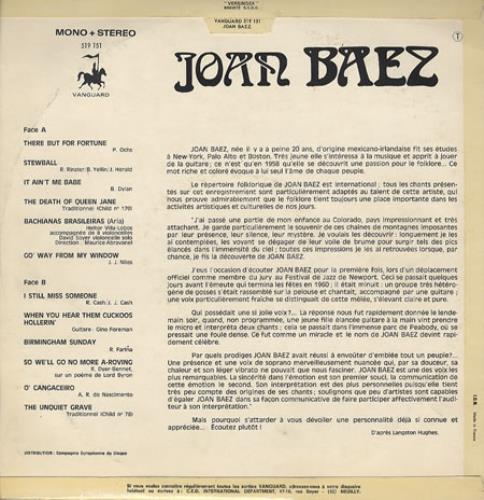 Joan Baez Joan Baez vinyl LP album (LP record) French JBZLPJO347408