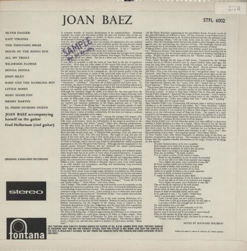 Joan Baez Joan Baez vinyl LP album (LP record) UK JBZLPJO760422