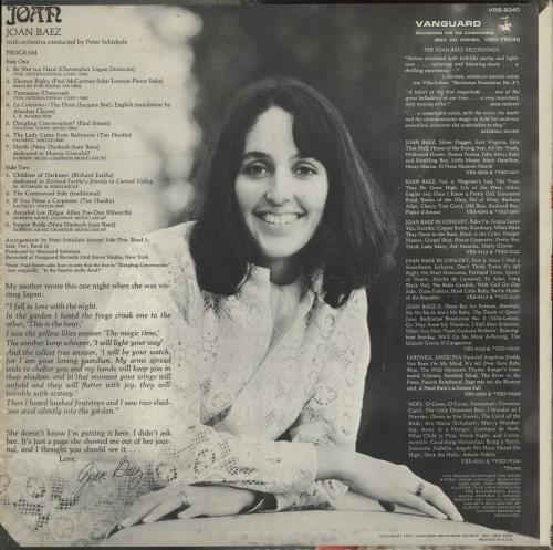 Joan Baez Joan vinyl LP album (LP record) US JBZLPJO522821