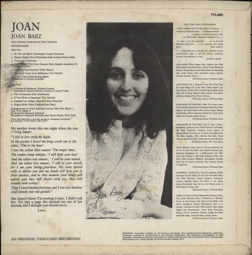 Joan Baez Joan vinyl LP album (LP record) UK JBZLPJO864182