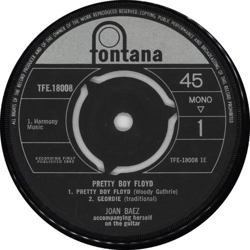 Joan Baez Pretty Boy Floyd EP 7" vinyl single (7 inch record / 45) UK JBZ07PR711845
