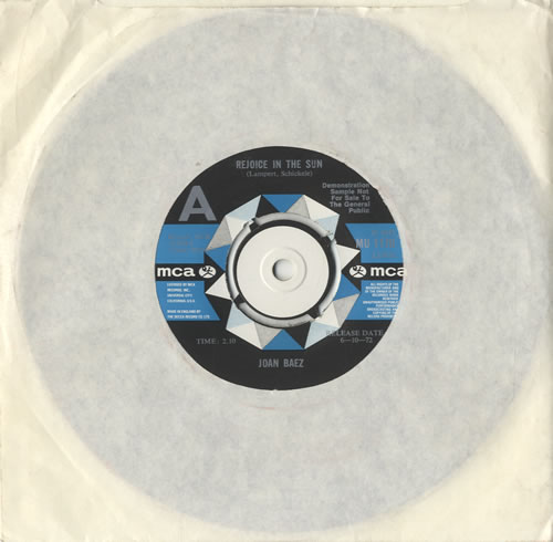 Joan Baez Rejoice In The Sun 7" vinyl single (7 inch record / 45) UK JBZ07RE521042