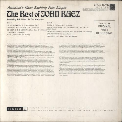 Joan Baez The Best Of Joan Baez vinyl LP album (LP record) UK JBZLPTH294345