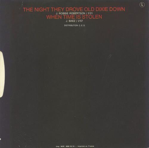 Joan Baez The Night They Drove Old Dixie Down 7" vinyl single (7 inch record / 45) French JBZ07TH802086