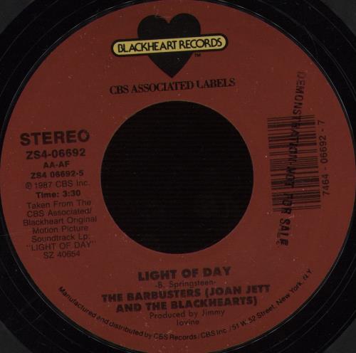 Joan Jett Light Of Day 7" vinyl single (7 inch record / 45) US JET07LI666372